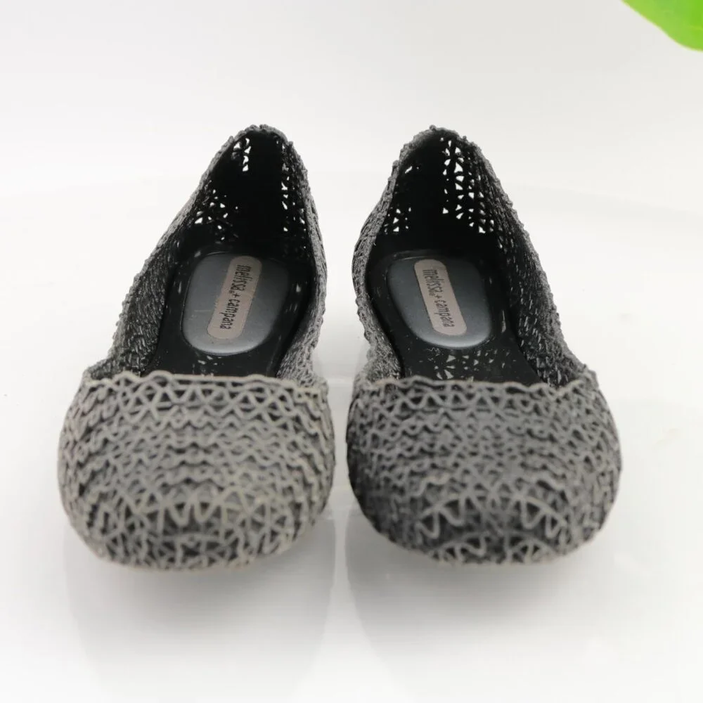 Melissa x Campana Womens Papel Ballet Flats Size 6 Gray Jelly Woven Details Shoe